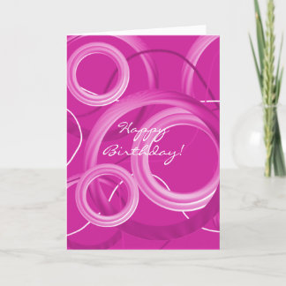 Modern Pink Swirls Birthday Card