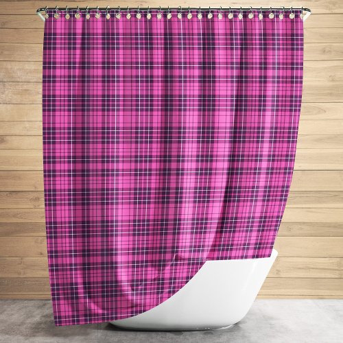 Modern Pink Tartan Plaid Pattern Shower Curtain