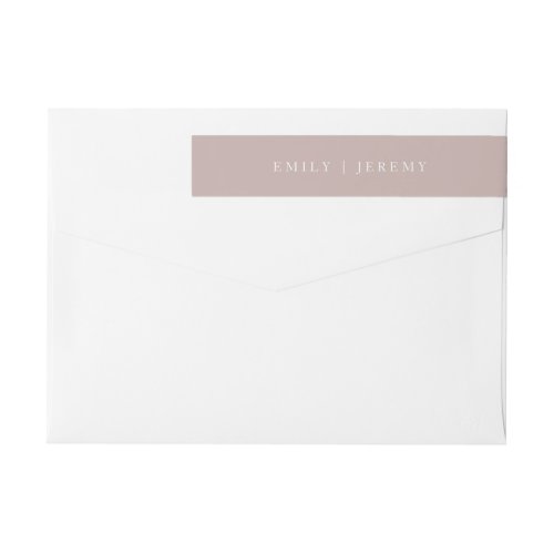 Modern Pink Taupe Calligraphy Wedding Envelope Wrap Around Label