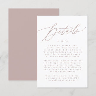 Modern Pink Taupe & White Simple Monogram Wedding RSVP Card