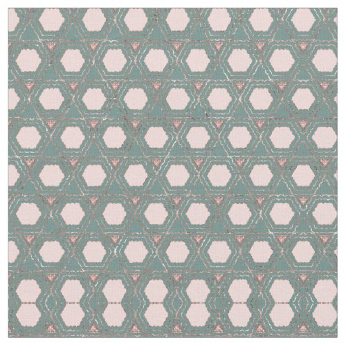 Modern Pink Teal Rose Gold Honeycomb Hexagon Fabric