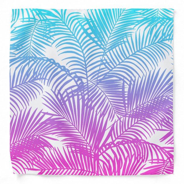 Modern pink teal tropical palm trees pattern bandana (Front)