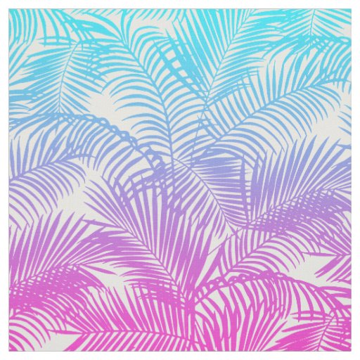 Modern pink teal tropical palm trees pattern fabric