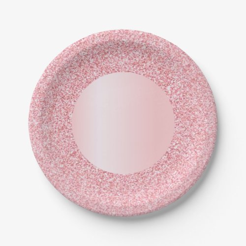 Modern Pink Template Trendy Rose Gold Glitter Paper Plates