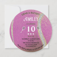 Modern Pink Tennis Ball Personalized Birthday