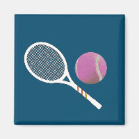 Modern Pink Tennis Ball Retro Racket