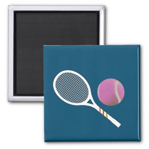 Modern Pink Tennis Ball Retro Racket   Magnet