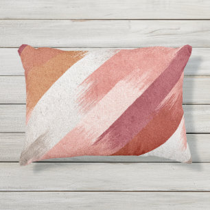 Modern Pink Terracotta Brush Stroke Pattern Outdoor Pillow