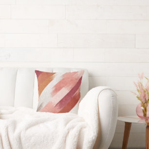 Modern Pink Terracotta Brush Stroke Pattern Throw Pillow