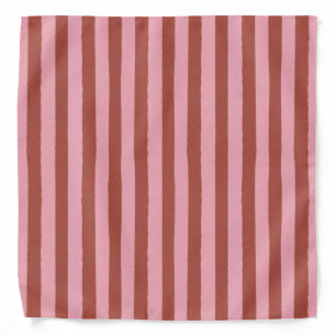 Modern Pink & Terracotta Vertical Stripes Pattern Bandana