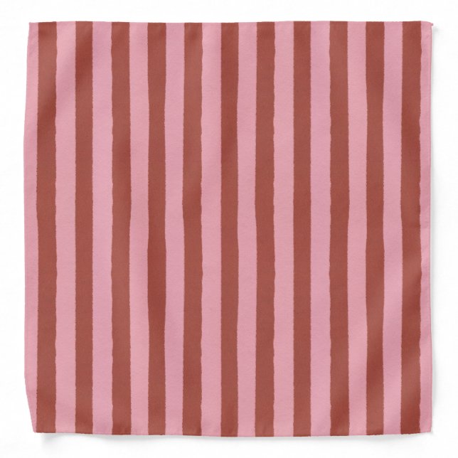 Modern Pink & Terracotta Vertical Stripes Pattern Bandana (Front)