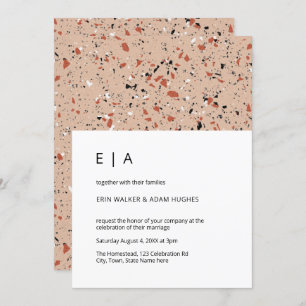 Modern Pink Terrazzo Pattern Wedding Invitation