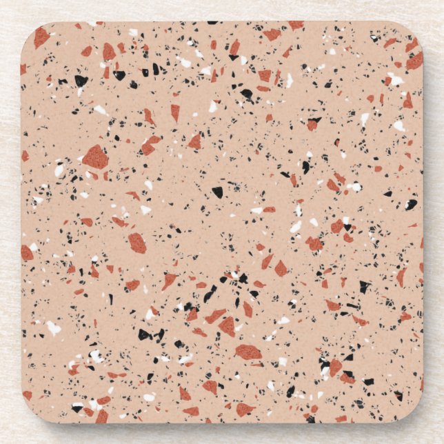 Modern Pink Terrazzo Print Pattern Beverage Coaster (Front)