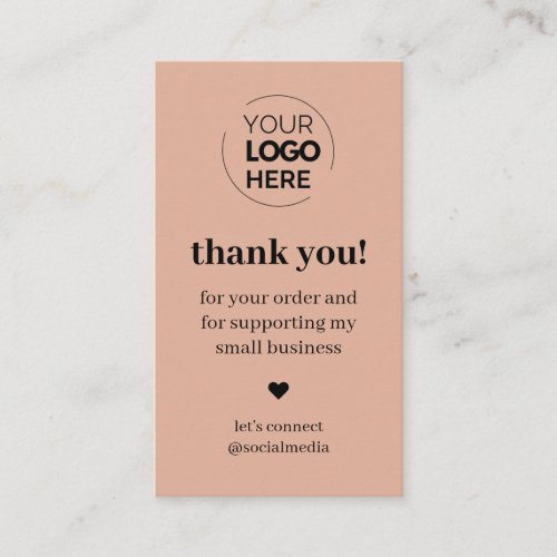 Modern Pink Thank You for Shopping Small  Business Card
