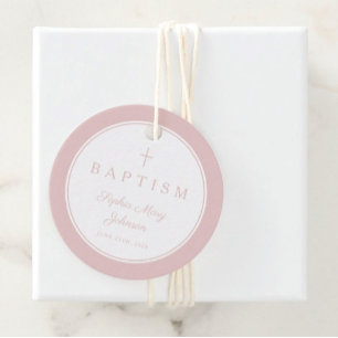 Modern Pink Thank You Girl Baptism Favor Tags