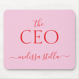 Modern Pink The CEO Name Best Girly Gift Mouse Pad