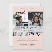 Modern Pink Then & Now Two Photo Graduation Party Invitation (Front)