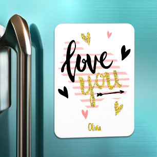 Modern pink time to hug valentine's day couple magnet