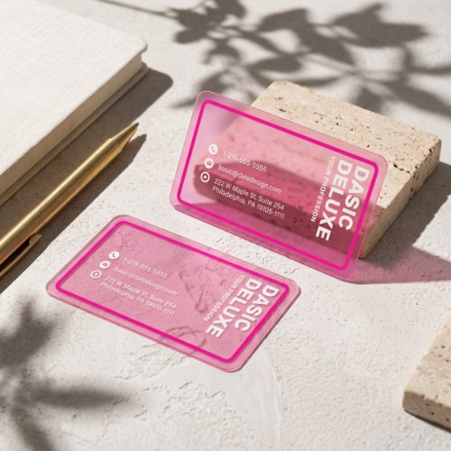 Modern PINK Translucent  Clear Business Cards