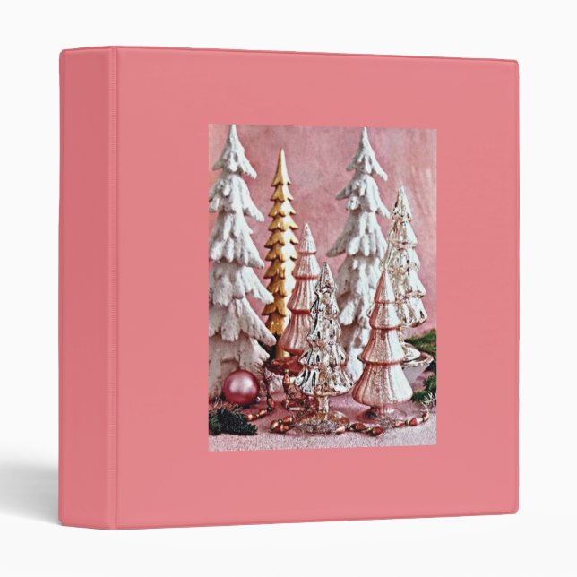 ***MODERN PINK TREES FOR CHRISTMAS MEMORIES*** 3 RING BINDER (Front/Spine)