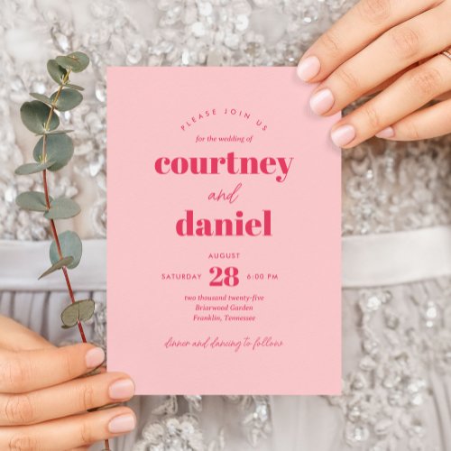 Modern Pink Trendy Mix Match Wedding Invitation