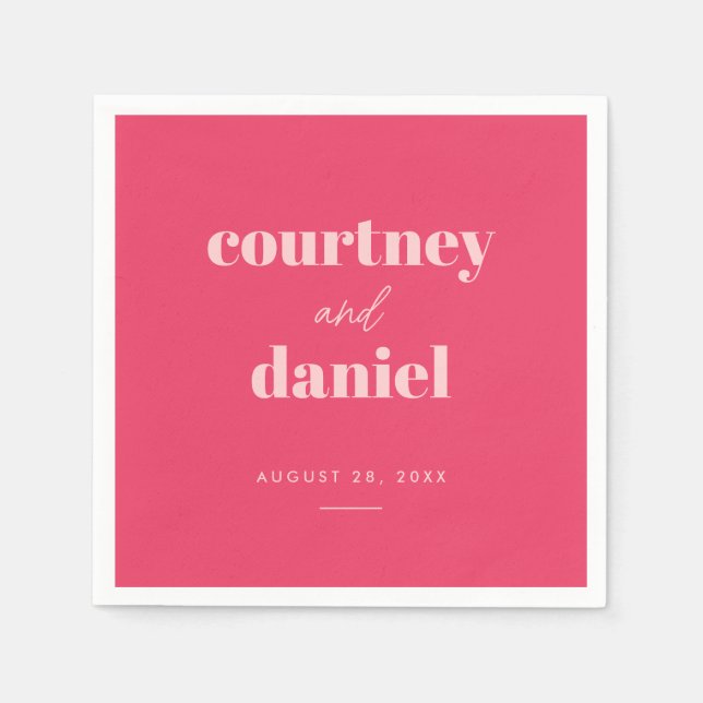 Modern Pink Trendy Mix Match Wedding Napkins (Front)