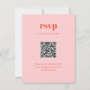 Modern Pink Trendy Mix Match Wedding QR Code RSVP Card