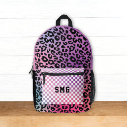 Modern Pink Trendy Pattern Monogram Initials Kids Printed Backpack