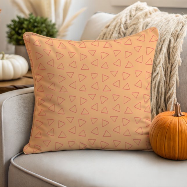 Modern Pink Triangles on Orange Throw Pillow (Creator Uploaded)