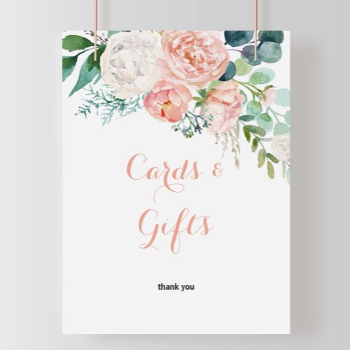 Modern Pink Tropical Floral Cards and Gifts Sign