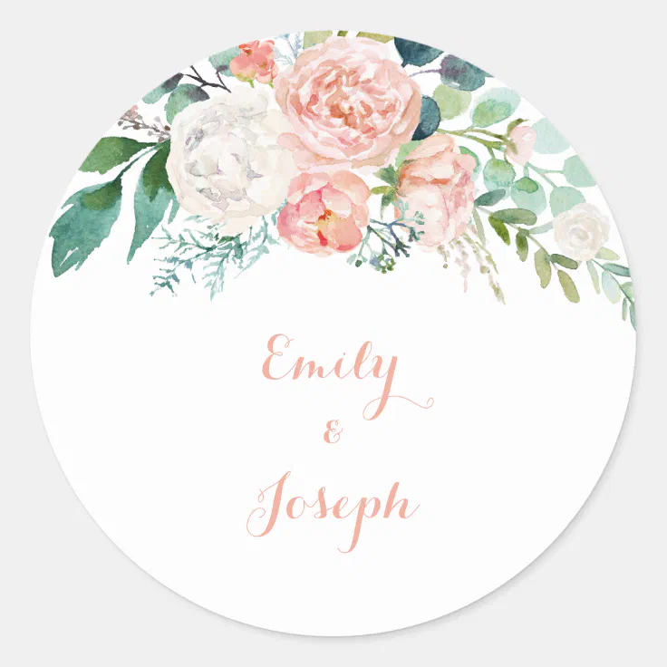 Modern Pink Tropical Floral Wedding Envelope Seals | Zazzle