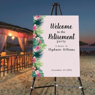 Modern Pink Tropical Flower Retirement Party Foam Board