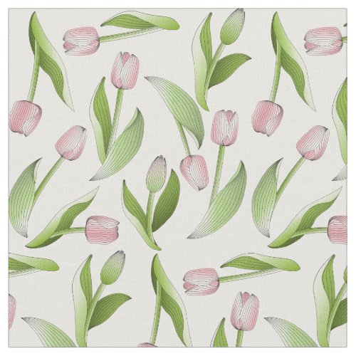 Modern Pink Tulip Floral Pattern Fabric