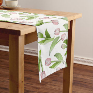Modern Pink Tulip Flower Medium Table Runner