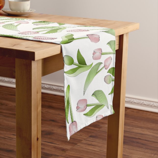 Modern Pink Tulip Flower Medium Table Runner (In Situ)