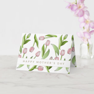 Modern Pink Tulip Flower Mother's Day Card