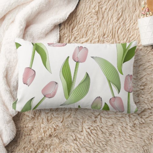 Modern Pink Tulip Lumbar Pillow