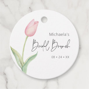 Modern Pink Tulip Solo Bridal Brunch Favor Tags