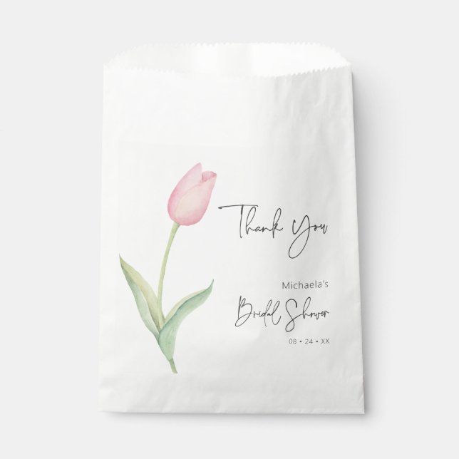 Modern Pink Tulip Solo Bridal Shower Favor Bag (Front)