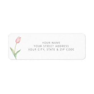 Modern Pink Tulip Solo Bridal Shower Registry Label