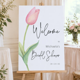 Modern Pink Tulip Solo Bridal Shower Welcome Foam Board