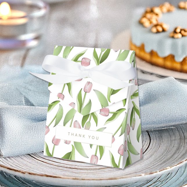 Modern Pink Tulip Thank You Party Favor Boxes (Creator Uploaded)