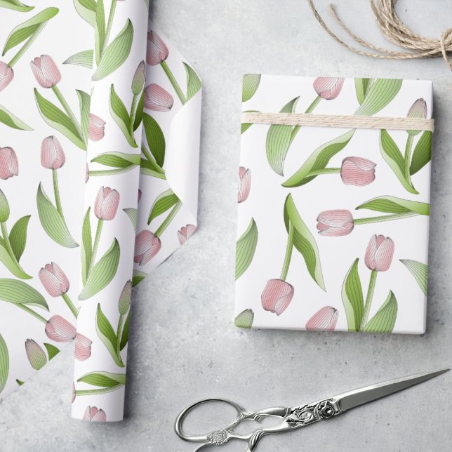 Modern Pink Tulip Wrapping Paper (Creator Uploaded)