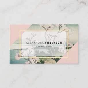 Modern Pink & Turquoise Ukiyo-e Business Card