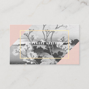 Modern Pink & Turquoise Ukiyo-e Business Card