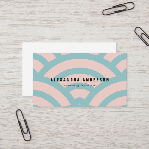 Modern Pink  Turquoise Wave Pattern Business Card