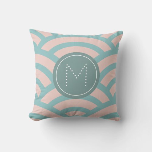 Modern Pink  Turquoise Wave Pattern Throw Pillow