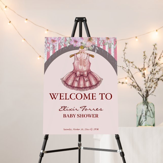 Modern Pink Tutu Ballerina Ballet Girl Baby Shower Foam Board (In Situ (Stand))