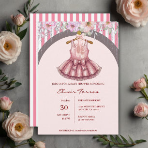 Modern Pink Tutu Ballerina Ballet Girl Baby Shower Invitation