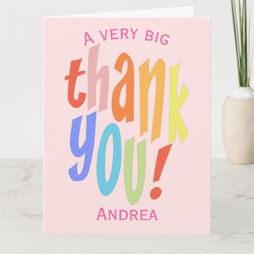 Modern Pink Typographic Thank You Appreciation Card